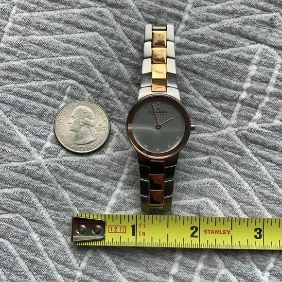 Skagen Silver and rose/gold link watch - Picture 6 of 6